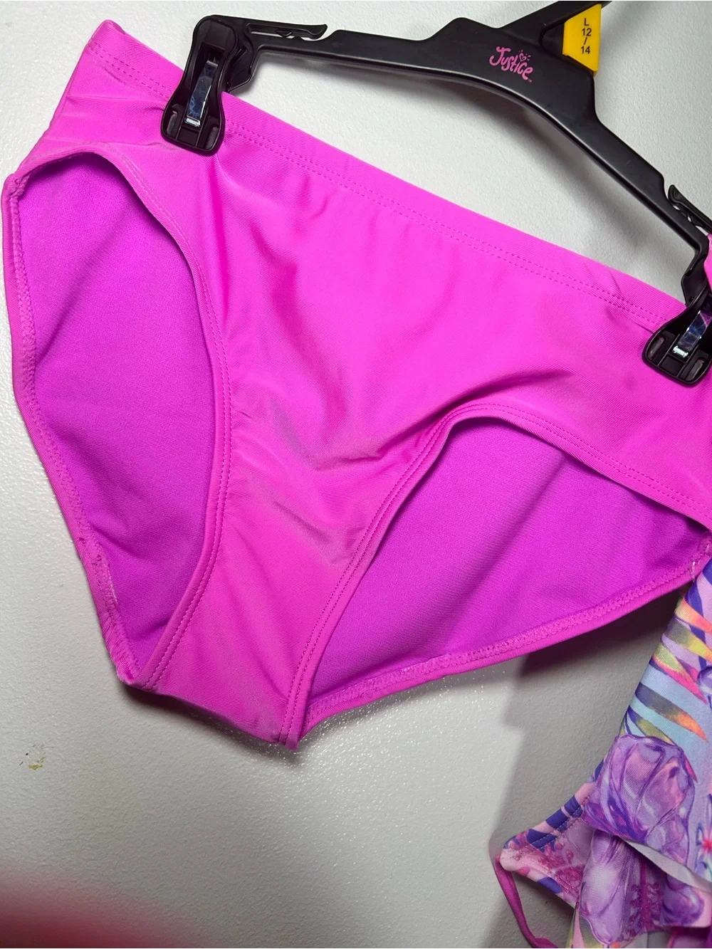 Justice Pink and Purple Floral Ruffle Tankini with Bikini Bottom